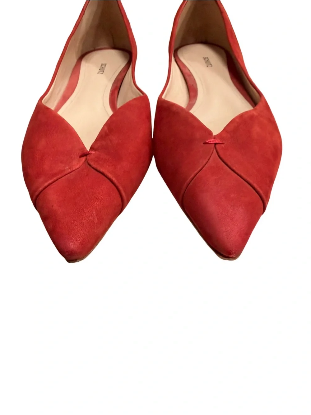 SCHUTZ Red Suede Pointed Toe D'Orsay Flats Size 7 Leather